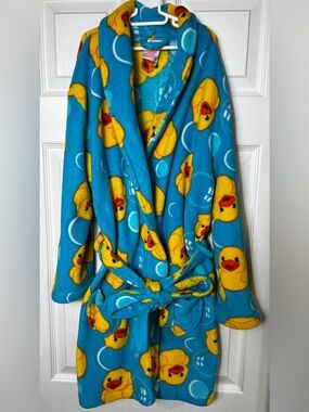 Kids Robe Bath Robe Youth Boys/Girls Unisex Blue Rubber Ducky Kids Size 7/8